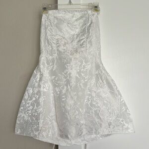 white strapless embroidered dress